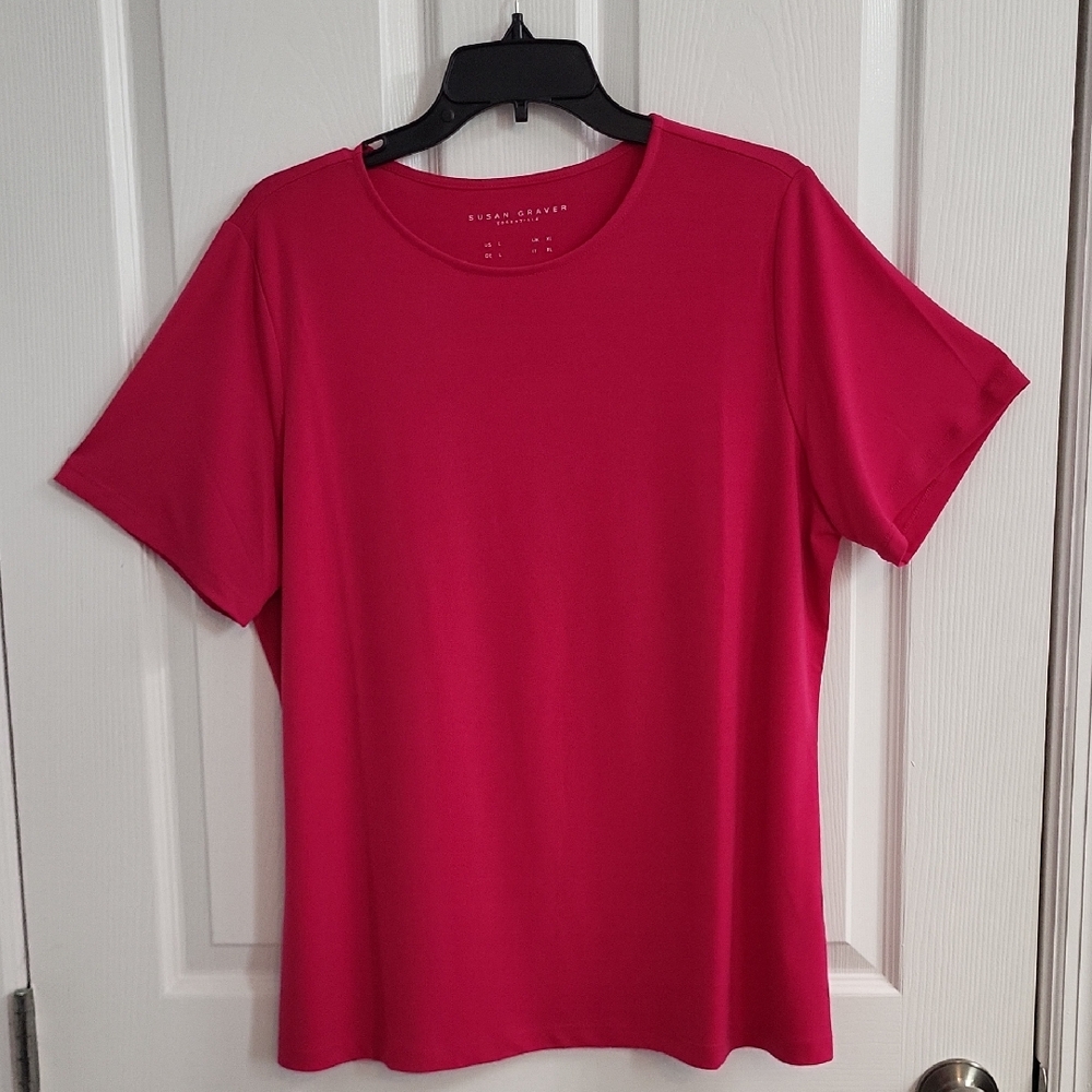 Susan Graver Pink Short Sleeve T-Shirt